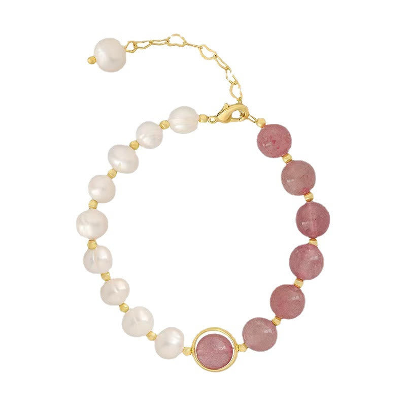 Buddha Stones Natuurlijke aardbeikwarts parel Armband met positieve schakels - image 2