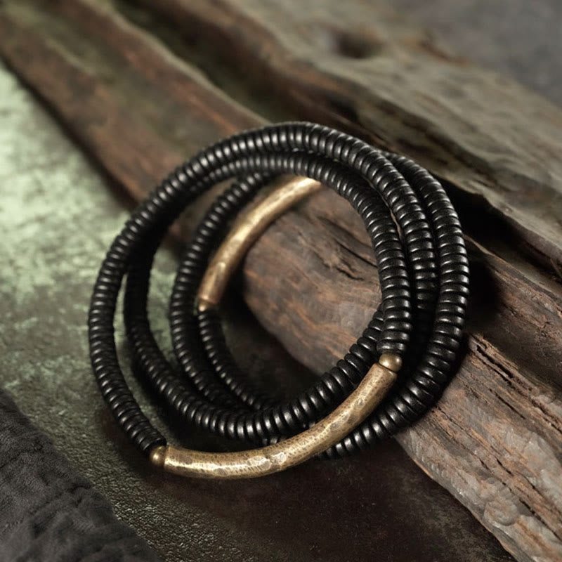 Buddha Stones Ebbenhouten, messing en koperen Armband met meerdere lagen - image 1