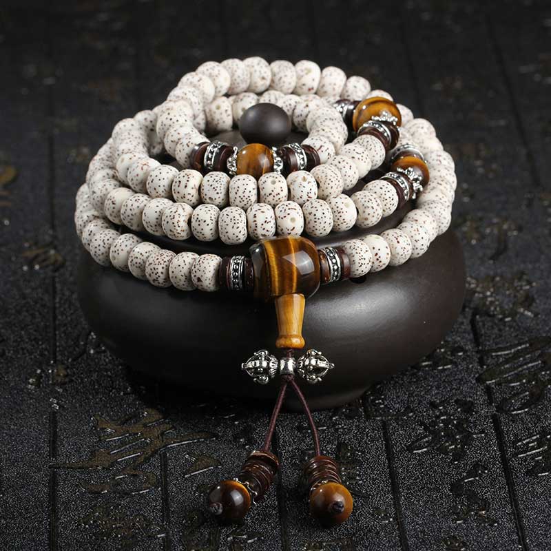Buddha Stones Handgemaakte Tibetaanse tijgeroog Bodhi-zaad Armband - image 0