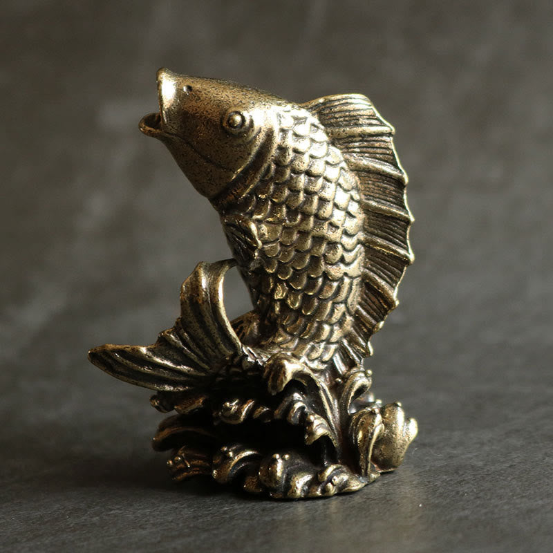 Buddha Stones Handgemaakte kleine koi-vis, koperen woondecoratie - image 1
