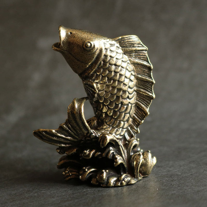 Buddha Stones Handgemaakte kleine koi-vis, koperen woondecoratie - image 1
