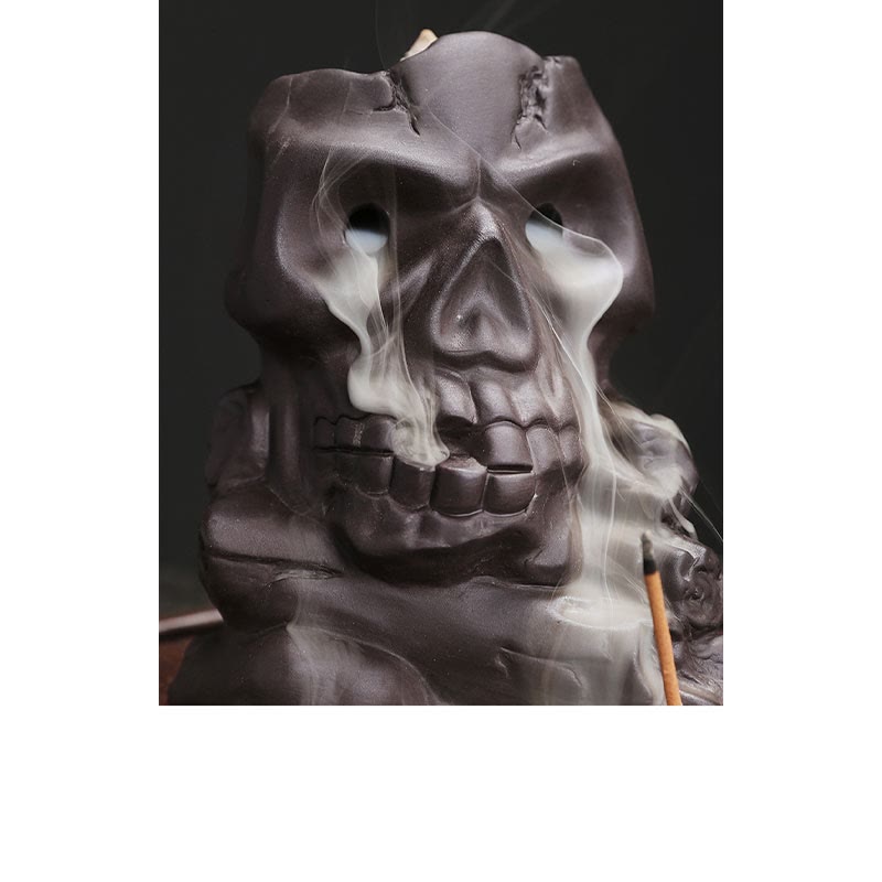 Buddha Stones Halloween schedelhoofd paarse klei Wierook decoratie - image 4