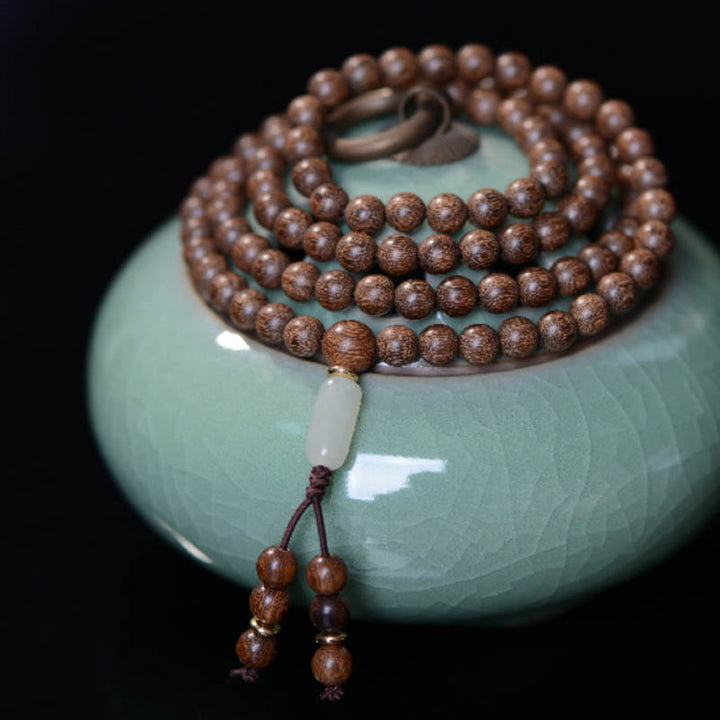 Buddha Stones 108 Mala kralen, rozenhout, jade, rustgevende Armband - image 0