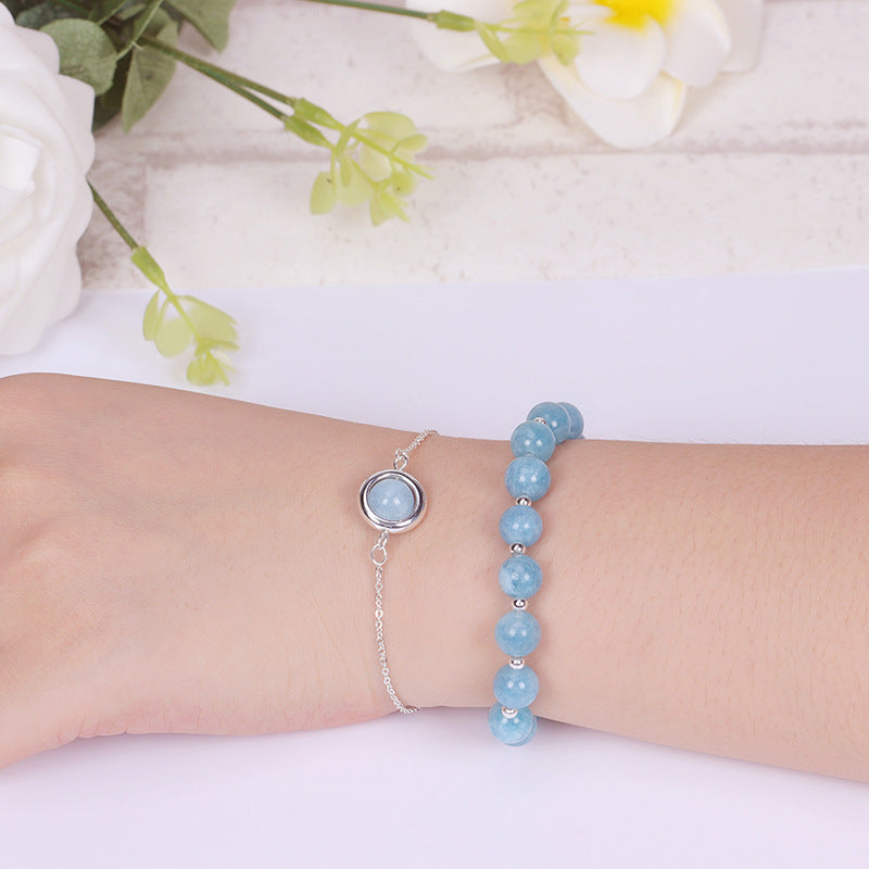 Buddha Stones Zonnesteen Aardbeikwarts Kristal Positieve Armband - Aquamarijn - image 42