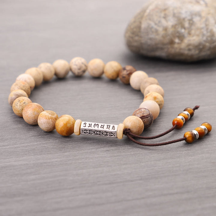 Buddha Stones Verweerde stenen Om Mani Padme Hum Versterkende Armband - image 6