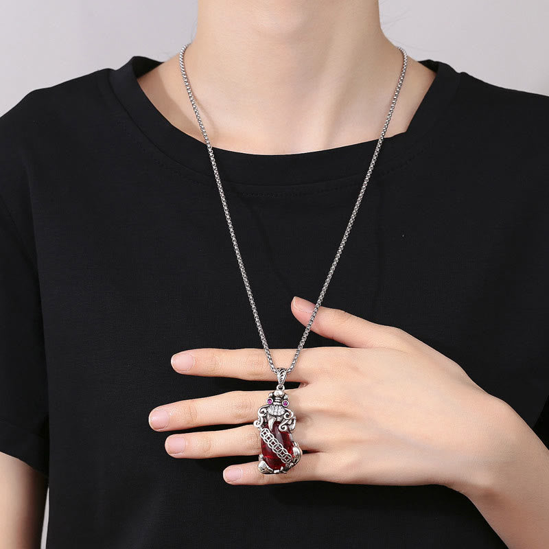 Buddha Stones PiXiu Garnet Koperen Munt Ketting Hanger - image 3