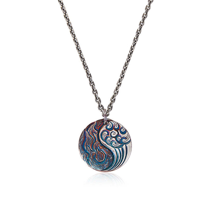 Buddha Stones Ketting van 990 sterling zilver met het Yin Yang-symbool voor water- en vuurbalans. - image 3