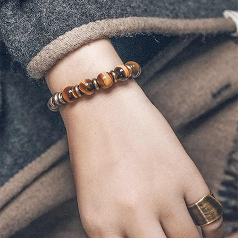 Buddha Stones Beschermende Armband van koper met tijgeroogsteen - image 8