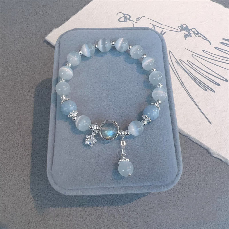 Buddha Stones Armband met bedeltjes van kattenoog, maansteen, vlinder en ster - image 10