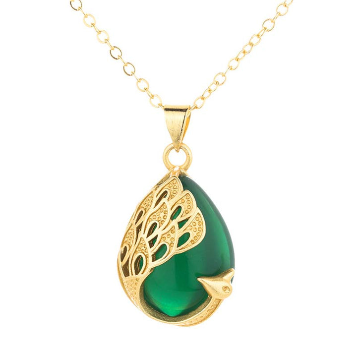 Roze kristalgroene chalcedoon pauw koperen rustgevende liefde Ketting - image 5