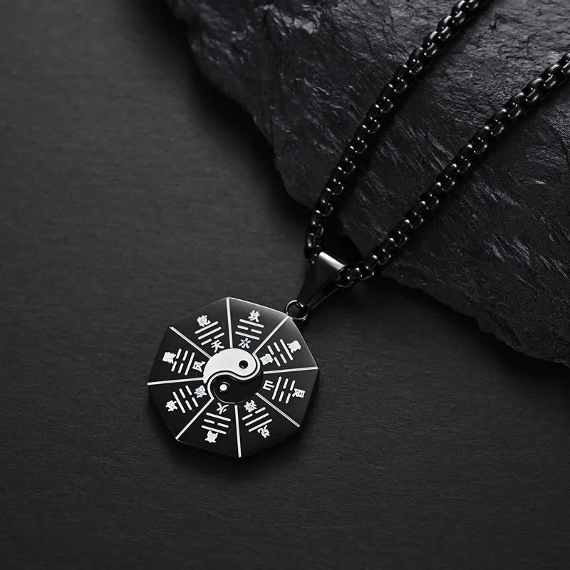 Buddha Stones Bagua Yin Yang Balans Ketting van titaniumstaal - image 2