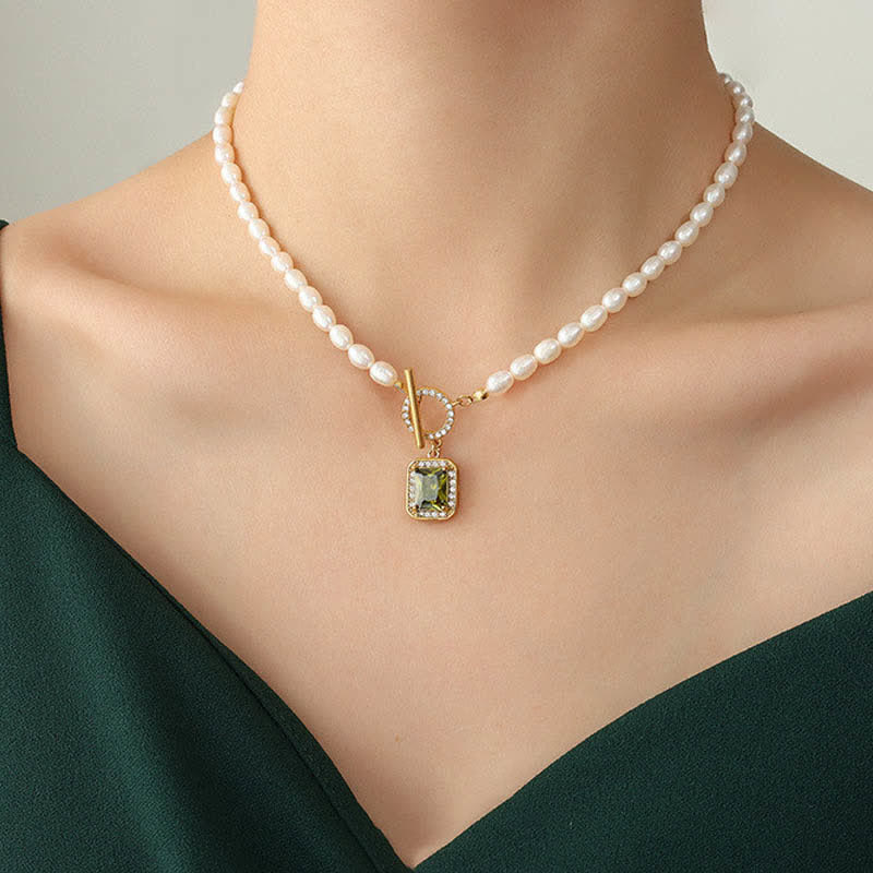 Parel Zirkoon Rijkdom Charm Ketting - image 13