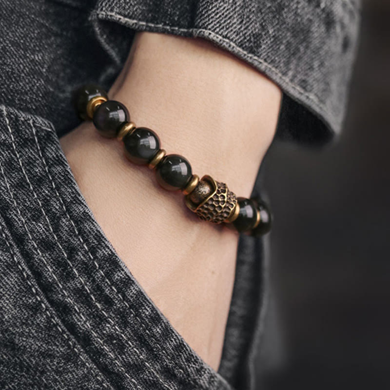 Buddha Stones Regenboog Obsidiaan Koper Liefde Helende Armband - image 5