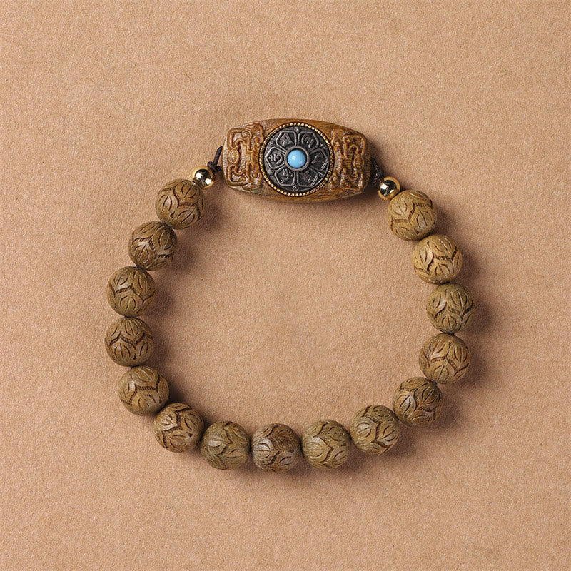 Buddha Stones Groene sandelhout ebbenhout sandelhout Om Mani Padme Hum kalmerende Armband - image 1