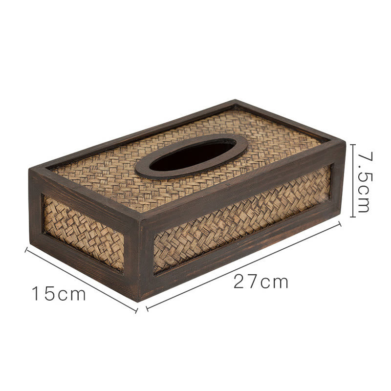 Handgemaakte tissuebox van geweven bamboe, houten tissuehouder, doosje voor vochtige doekjes, decoratie - 27*15*7,5 cm - Geschikt voor 50-80 tissues - image 10