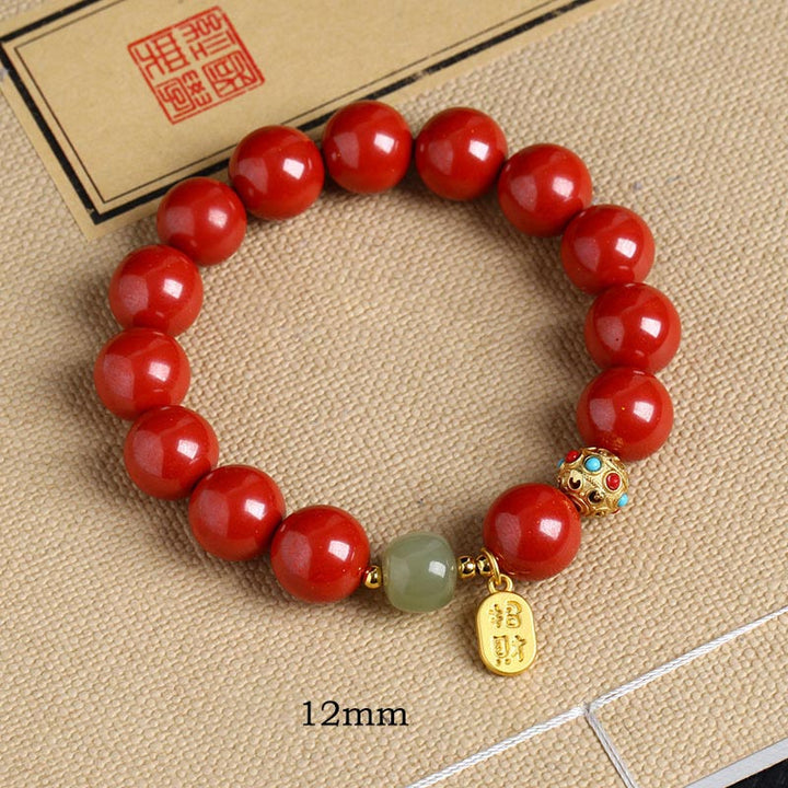 Buddha Stones Armband met geluksbedel van cinnabergroene aventurijn, ter bescherming tegen ongeluk - Keizer Zand - 12mm - image 14