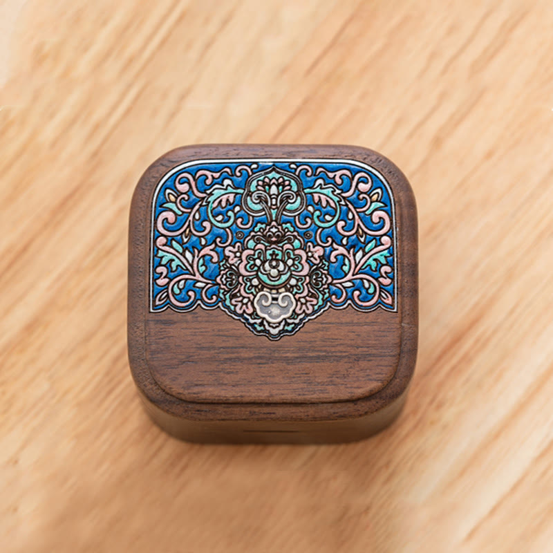 Retro handgemaakte Sieraden opbergdoos in bladmotief, houten geschenkdoos - image 4