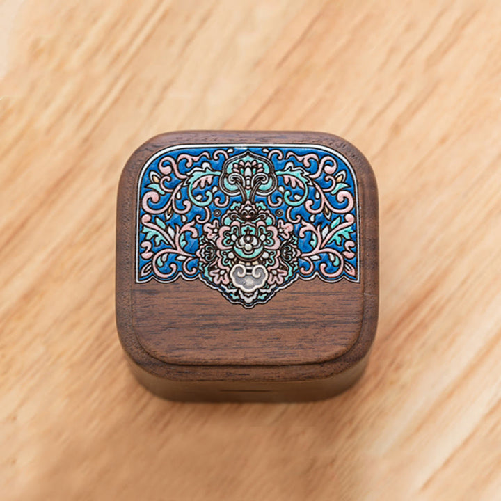 Retro handgemaakte Sieraden opbergdoos in bladmotief, houten geschenkdoos - image 4