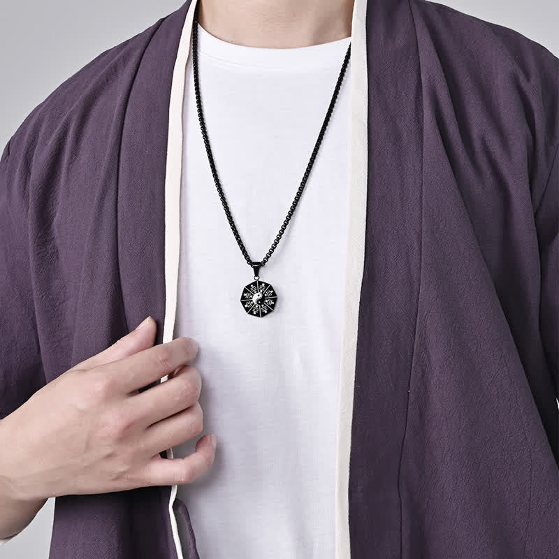 Buddha Stones Bagua Yin Yang Balans Ketting van titaniumstaal - image 3