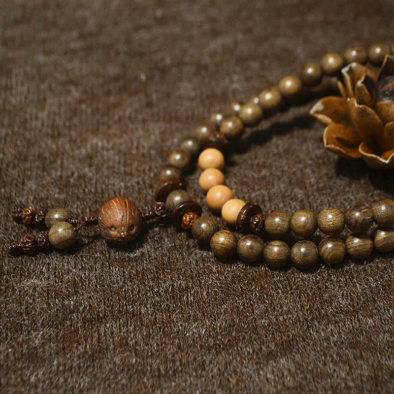 Buddha Stones Tibetaanse sandelhouten beschermingsamulet Mala Armband - image 8