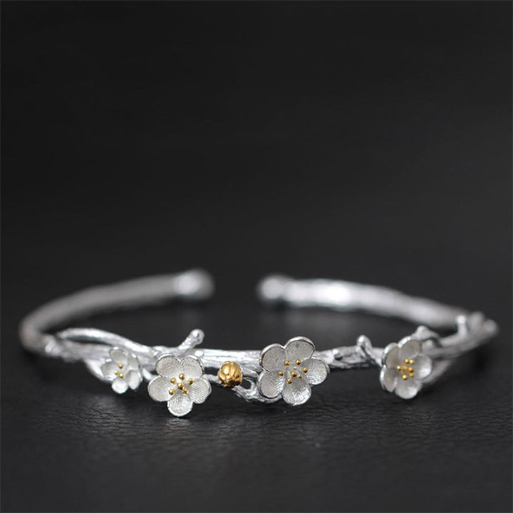 Buddha Stones Verstelbare Armband met pruimenbloemmotief van 925 sterling zilver - image 12