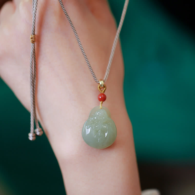 Buddha Stones Lachende Boeddha Hetian Jade Rijkdom Voorspoed Ketting - image 2