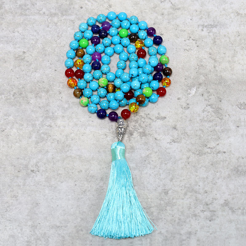 Buddha Stones 108 Mala turkooizen kralen, yoga-, meditatie- en Ketting - image 0