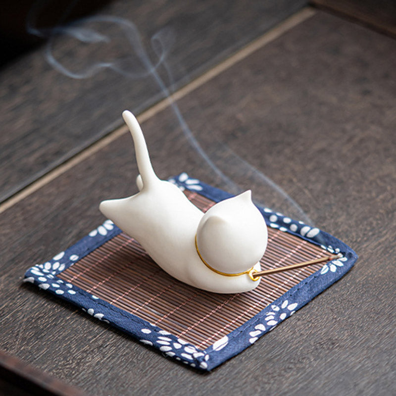 Mooie keramische Wierook met kat-panda-motief ter decoratie - image 5