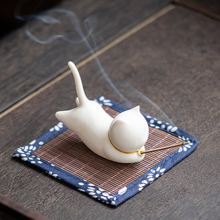 Mooie keramische Wierook met kat-panda-motief ter decoratie - image 5