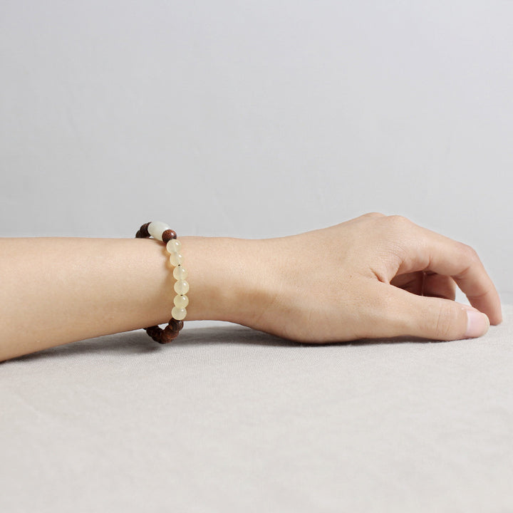Buddha Stones Armband van jade en sandelhout voor overvloed. - image 4