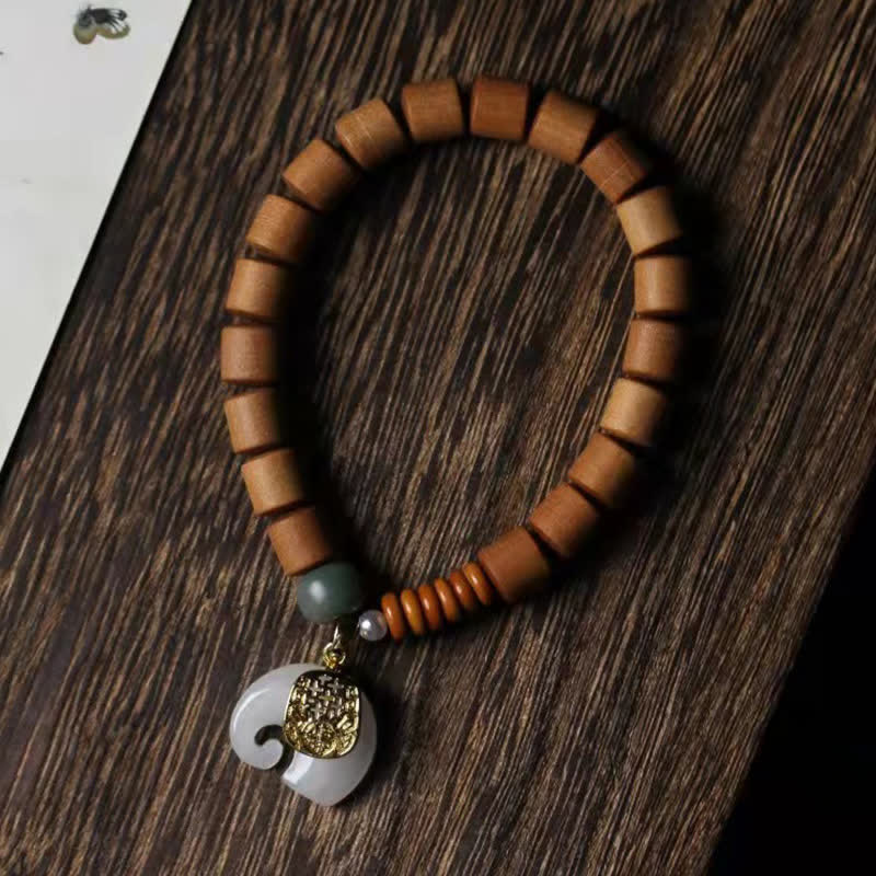 Buddha Stones Armband van sandelhout en jade met olifantje - image 12