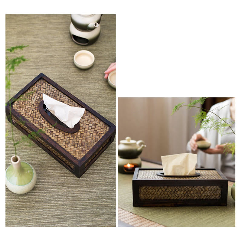 Handgemaakte tissuebox van geweven bamboe, houten tissuehouder, doosje voor vochtige doekjes, decoratie - image 12