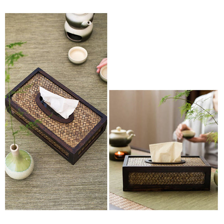 Handgemaakte tissuebox van geweven bamboe, houten tissuehouder, doosje voor vochtige doekjes, decoratie - image 12