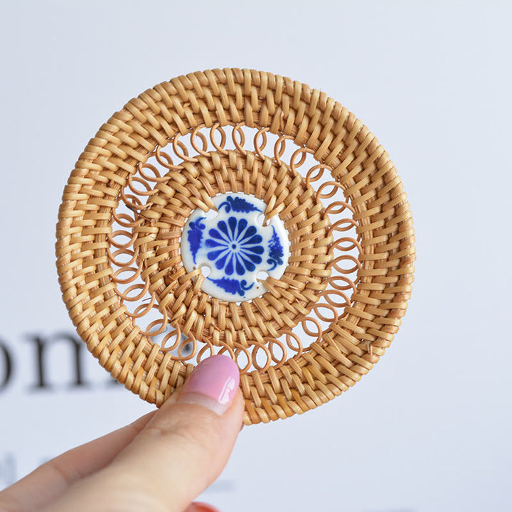 Keramische onderzetter van rotan met bloemenpatroon voor Theekopje - image 15