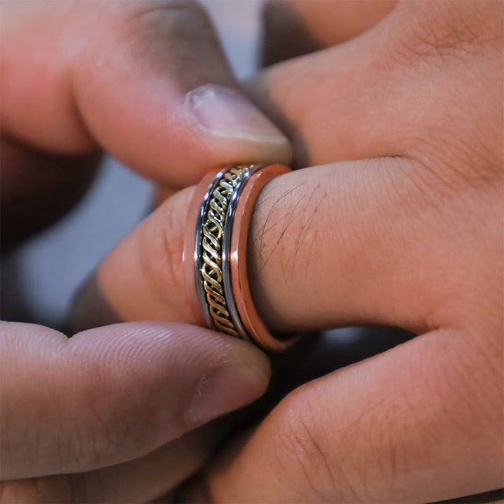 Buddha Stones Verstelbare Manchetarmband/ Bangle met Ring koperen balans - image 10