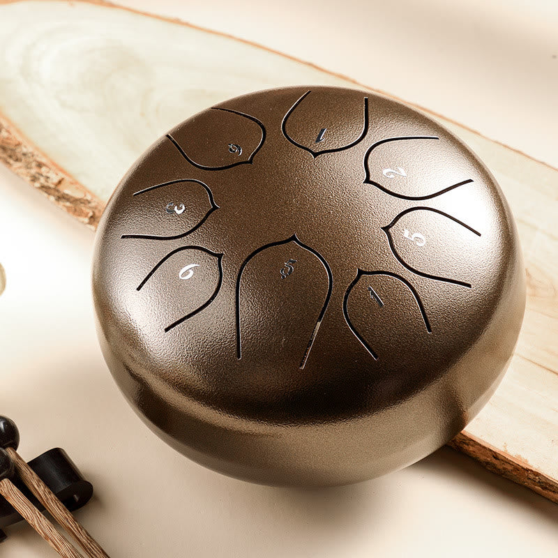 Buddha Stones Stalen tongtrommel, klankgenezing, meditatie, lotuspatroon, drumstel, 8 noten, 15 cm percussie-instrument - Bruin - image 10