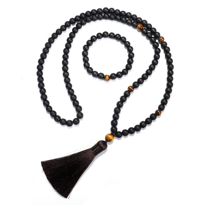 Buddha Stones 108 Mala kralen, matstenen, tijgeroog, Armband , Ketting - image 9