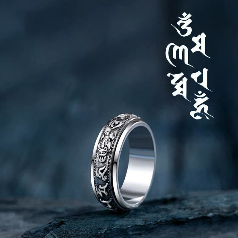 Buddha Stones Tibetaanse Om Mani Padme Hum PiXiu gegraveerde Ring - 66 mm - image 0