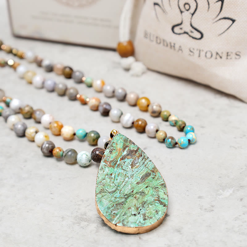 Buddha Stones Natuurlijke oceaan Picasso jaspis kralen helende ketting - image 9