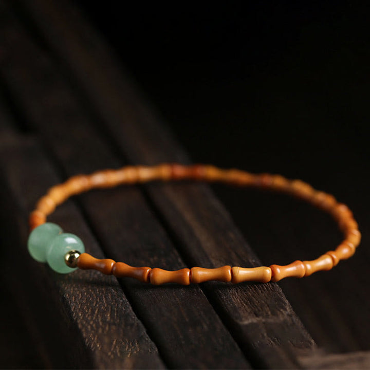Buddha Stones Natuurlijke olijfpitgroene aventurijn bamboe Armband - image 3