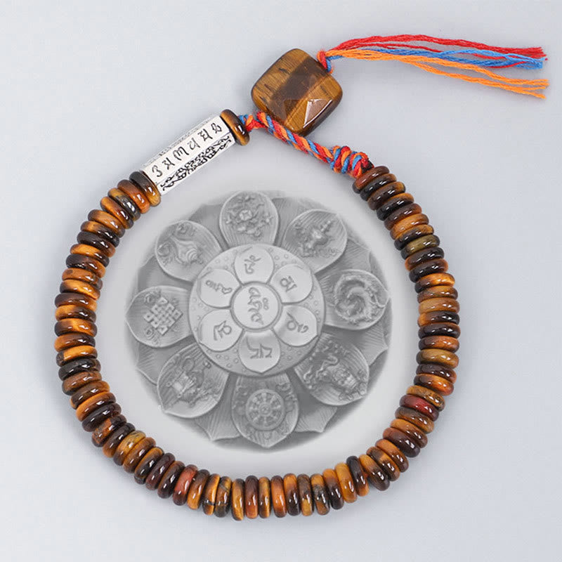 Buddha Stones Tibetaanse Tijgeroog Om Mani Padme Hum Armband - image 1