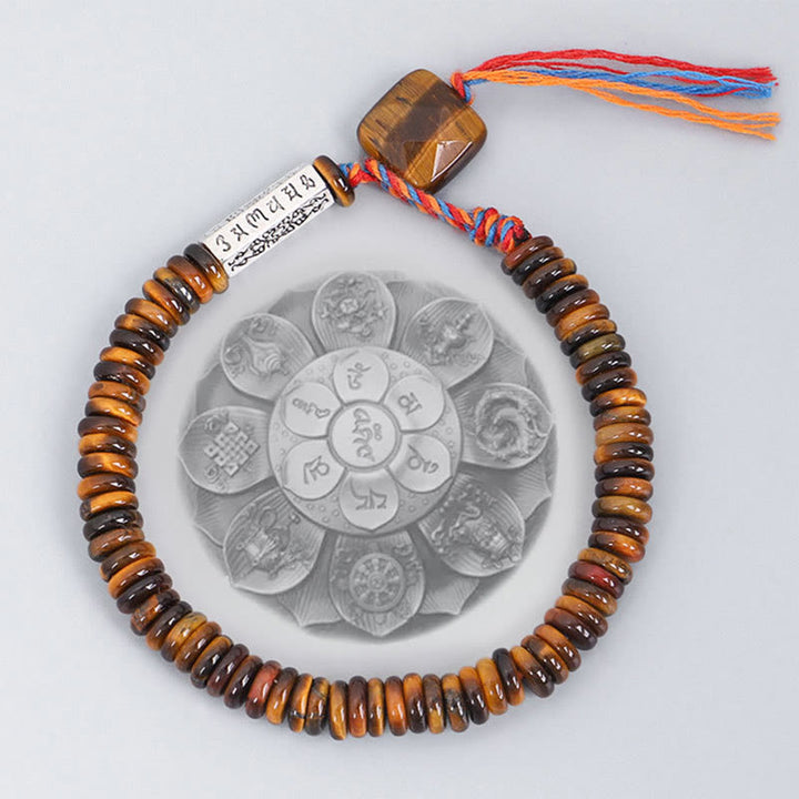 Buddha Stones Tibetaanse Tijgeroog Om Mani Padme Hum Armband - image 1
