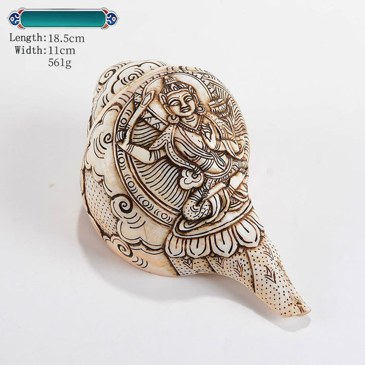 Tibetaanse handgemaakte gegraveerde Shankha Boeddha Avalokitesvara Conch Shell rijkdom decoratie - Manjushri 18,5*11 cm - image 12
