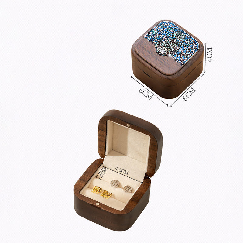 Retro handgemaakte Sieraden opbergdoos in bladmotief, houten geschenkdoos - image 12