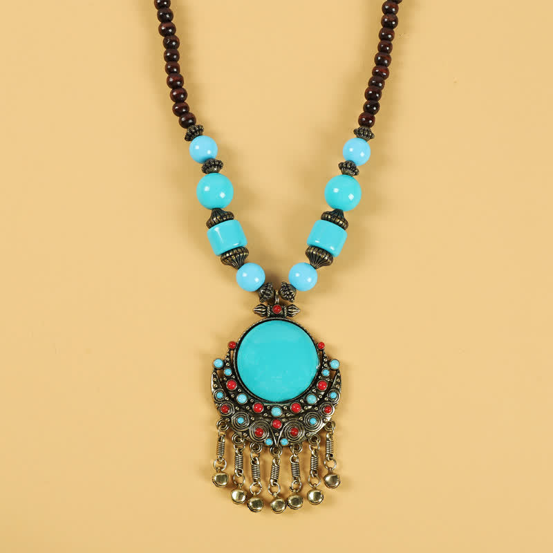 Tibetaanse retro kralen kwastje haarversiering haaraccessoires - Zon Maan-Blauw - image 5