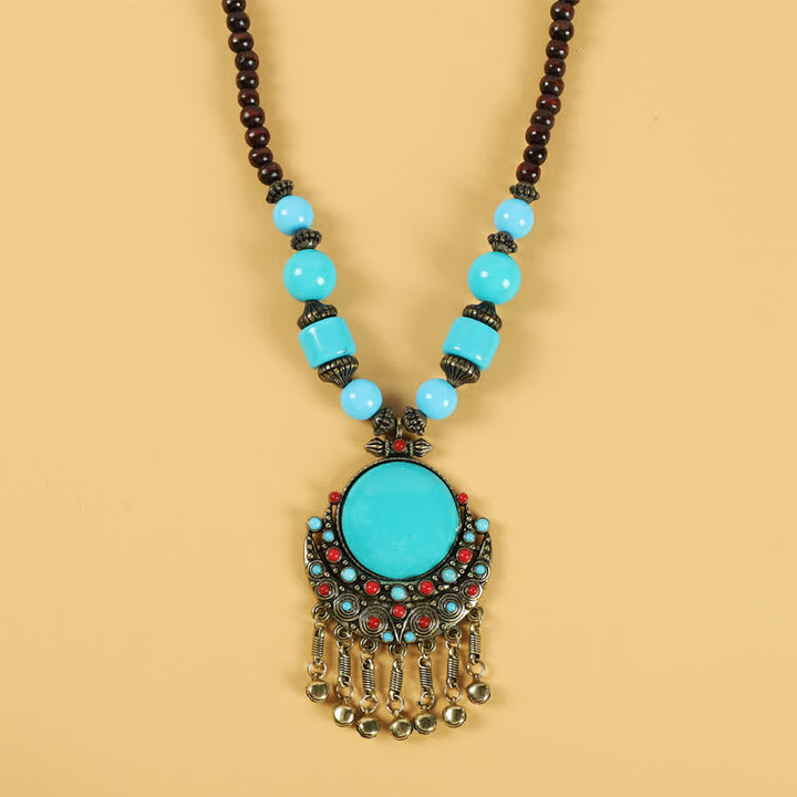 Tibetaanse retro kralen kwastje haarversiering haaraccessoires - Zon Maan-Blauw - image 5