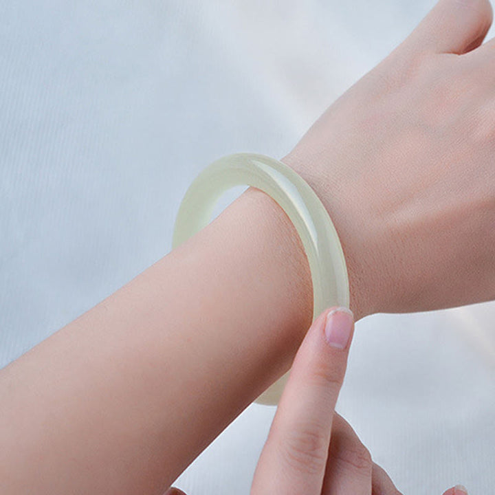 Buddha Stones Natuurlijke Bangle jade Manchetarmband met overvloedmotief - image 9