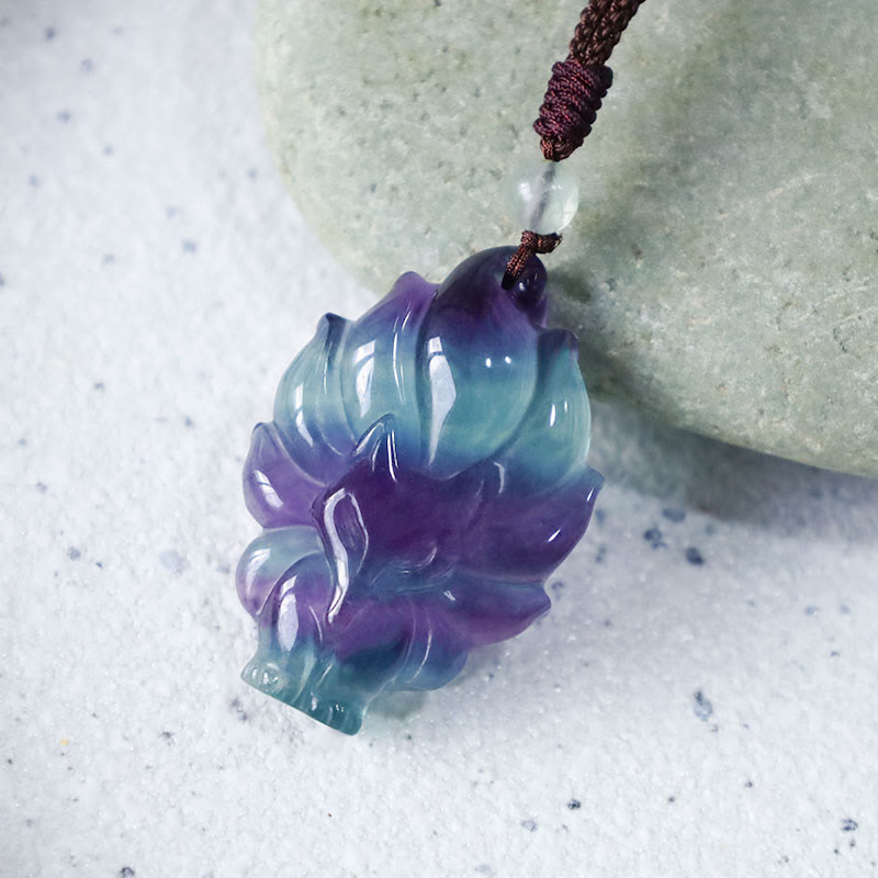 Buddha Stones Natuurlijke fluoriet gouden obsidiaan vossenhanger Ketting - image 3