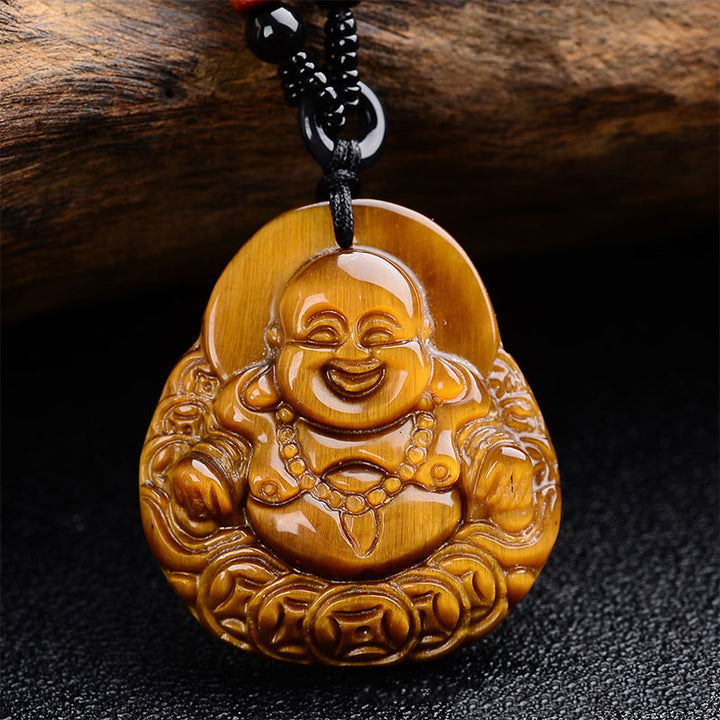Buddha Stones Ketting met tijgeroog en lachende Boeddha. - image 1