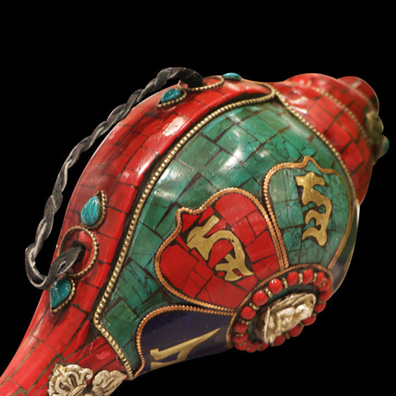 Tibetaanse handgemaakte Shankha Om Mani Padme Hum Boeddha Conch Shell Lucky Decoratie - image 7